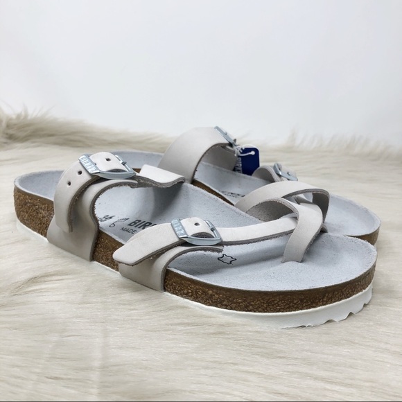 Birkenstock Leather Mayari Off White Sandal Sz 5 - Picture 4 of 8